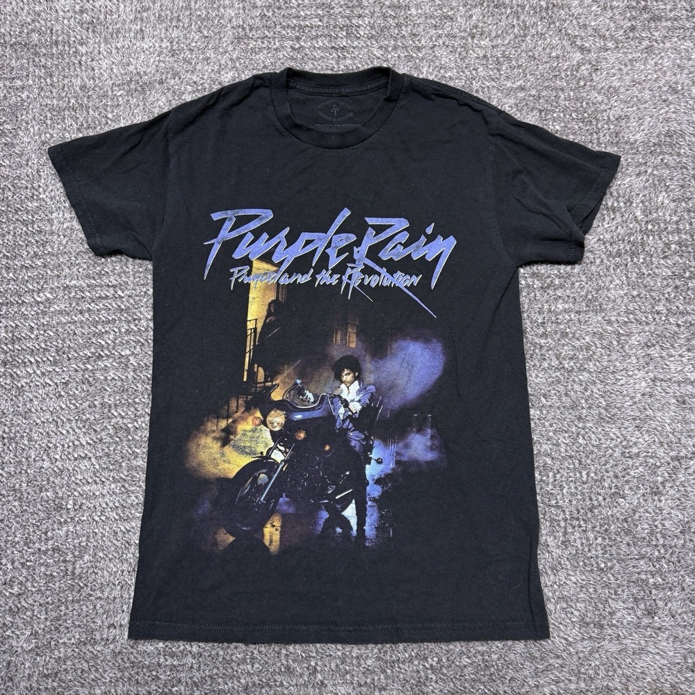 Prince Estate‎ Purple Rain Revolution Black T-Shirt Men's Size Small